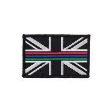 Thin Blue Red Green Line Union Jack Patch with Hook Backing for Emergency Services 75x50mm