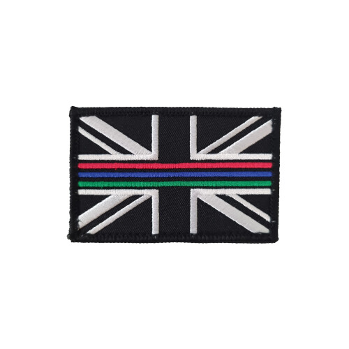 Thin Blue Red Green Line Union Jack Patch with Hook Backing for Emergency Services 75x50mm