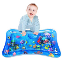 Tapete inflável para bebês e crianças pequenas brincarem de bruços, com design sensorial e aquático, ideal para estimular o desenvolvimento