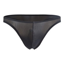 Fashion Comfortable Thin Breathable Men Underwear Sheer Simple Mesh Men Underwear Thong Transparent Men Briefs Sexy String Men A1 Black M