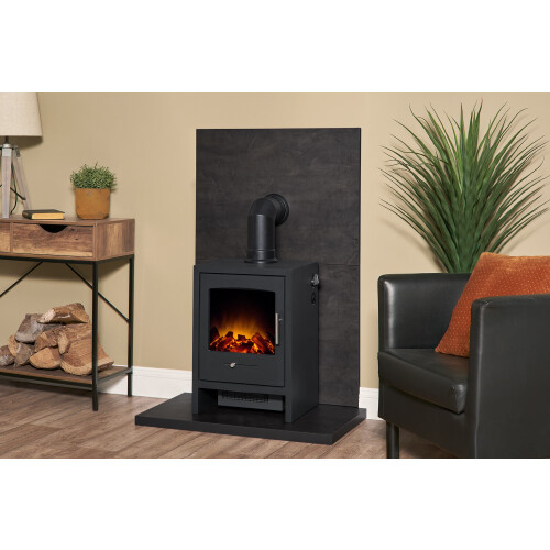 Acantha Tile & Hearth Set in Bronze Venetian Plaster Effect with Berge