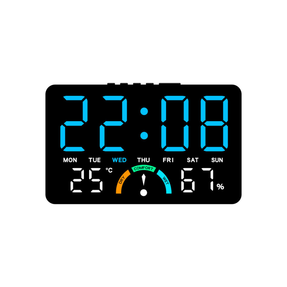 Multifunction Electronic Clock Large Led-Black Shell Lig Blue 7627000542199