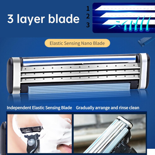 Men's Razor Blades, Triple Blade, Dual Lubrication Sharp Blade (4) 2