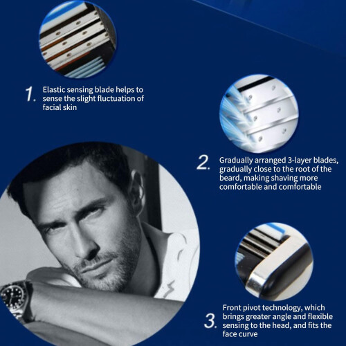 Men's Razor Blades, Triple Blade, Dual Lubrication Sharp Blade (4) 1