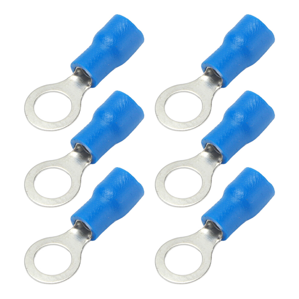 100Pcs Blue Copper Pvc Insulated Ring Crimp Terminals Awg 22-16 4401376225602