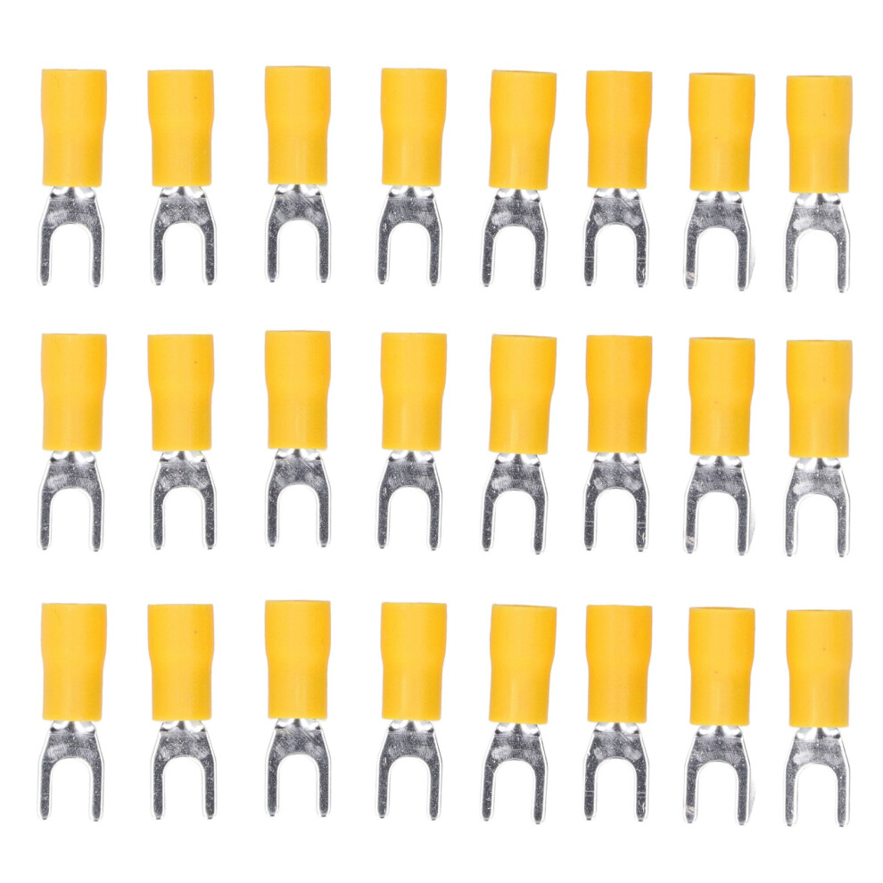 Insulated 50Pcs Spade U Wire Terminals 12-10Awg Crimp Connectors Sv5.5-4 Yellow 7631376278064