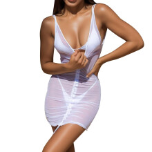 Women's Evening Dress Summer Party for Petite Women Neon with Pure BODycon Holiday Net Cheeky Lingerie White L
