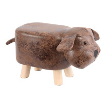 Animal Footstool Cartoon Cushioned Upholstered Ottoman, Brown Footrest For Entryway Nursery Playroom