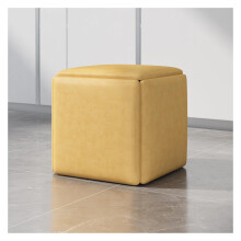 5 in 1 Nesting Ottoman Cube Chair Beige Leather Movable Foot Stool With Wheels 17.7x17.7x17.7in Living Room Dining Room