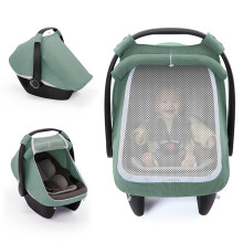 Baby Car Seat Canopy 360 Degree Coverage Cotton Gauze Car Seat Cover With Breathable Window Design Newborn Green