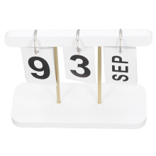 Reusable Desk Flip Calendar - Large White Bamboo & Metal Frame, 20 x 8 x 15.5cm