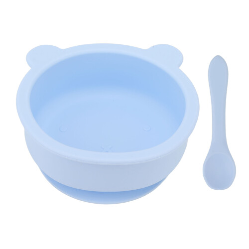 Silikon-Babyschüssel-Löffel-Set mit Saugnapf an