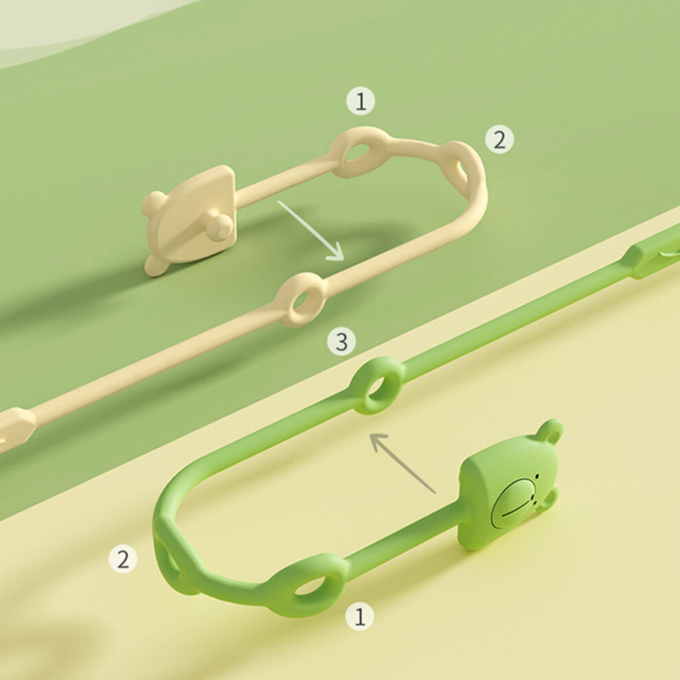 Bear Shape Silicone Teether Chain for Toddlers, Green, Adjustable Safe