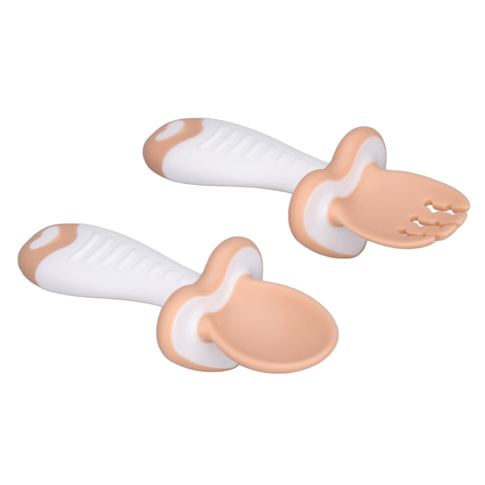 Baby Feeding Utensils Set Fork Spoon Soft PP Short Handles Toddler Tableware