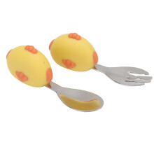 Baby-Gabel- und Löffel-Set - gelb, 9 cm / 3,5 in