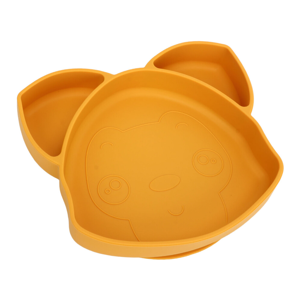 Cute Fox-Shaped Baby Suction Plate 460ml, Silicone, 3 Divisions