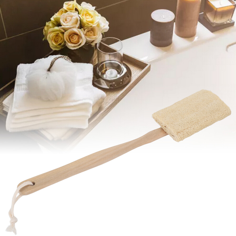 Gentle Exfoliating Loofah Bath Brush with Detachable Wooden Handle