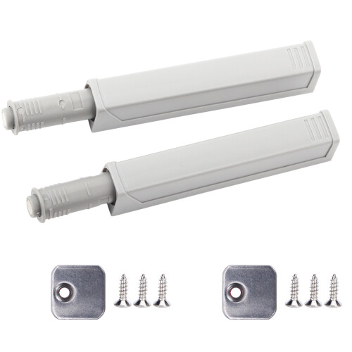 2 Set Push Latches for Cabinets, Gray ABS Magnet, 9.5x1.5cm 1