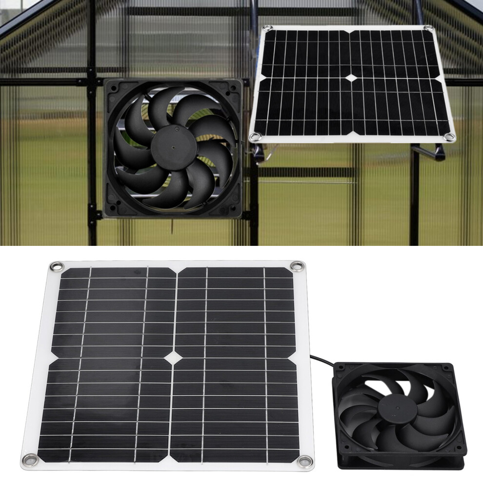 12W Solar Panel Fan Kit, 28X28cm, Portable & Usb Charging 3721375249616