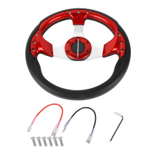 Volante con superficie spazzolata, razze in alluminio, stile racing da 13 pollici, compatibile con la maggior parte di SUV e berline, impugnatura in