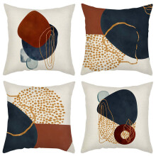 Boho Chic Abstract Throw Pillow Covers, Comfortable Durable Fabric, Easy Care, Innovative Pattern For Indoor Outdoor Decor, 45X45Cm, Set Of 4