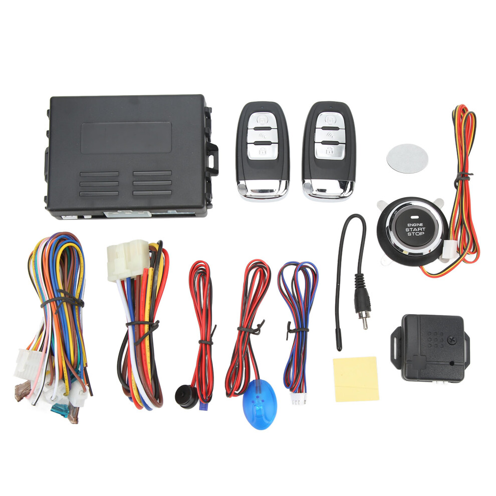 Car Security System With Push Start Button, Car Keyless Entry Passive Keyless Entry Engine Start Stop Push Button Remote Starter Shock Sensor Alarm 9138057210392