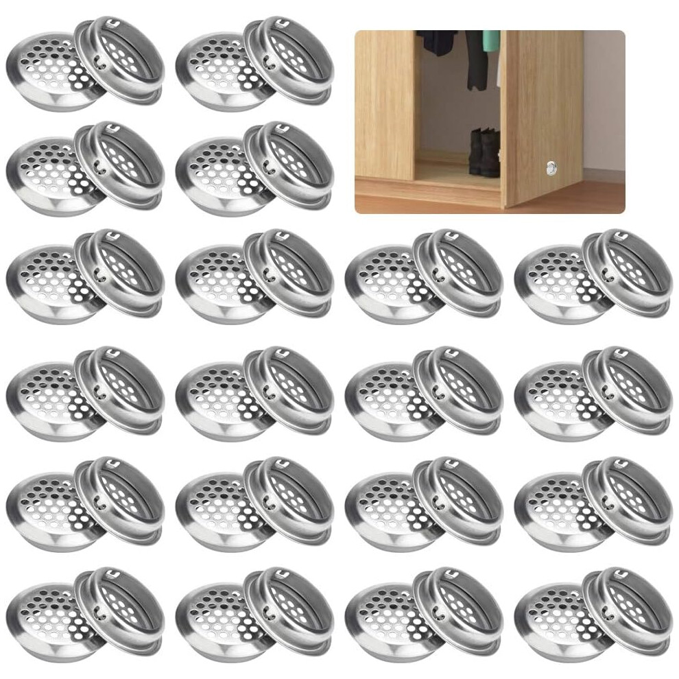 Cabinet Air Vents, Stainless Steel Circular Soffit Vent Mesh Hole With Round Louver, Honeycomb Design Ensures Dust-Proof Ventilation, Breathable Desig 9148971961287