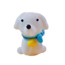 Handgefertigte Kristall-Tierfigur,-Kleiner weißer Hund