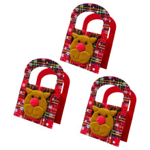 Festival Checkered Reindeer Cartoon Handheld Bags Kids Christmas