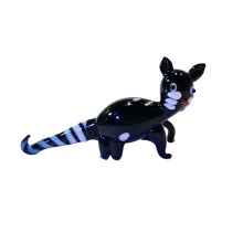 Vintage Handmade Glass Black Cats Figurine Home Decors Artisanal