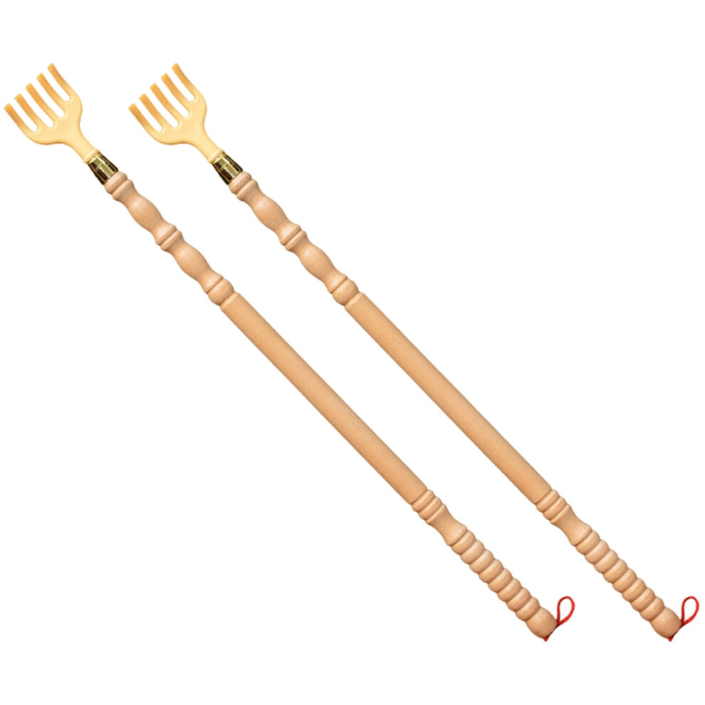 Wooden Back Scratcher 2Piece Set, LongHandled Itch Relief Tool, Smooth Wood Back Scratcher for Adults and Elderly