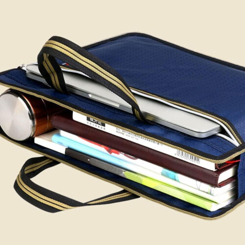 Folder File Folder Document File Bag Briefcase Handheld Data Mode Oxford Canvas Document Bag with Zipper Folder For Office (B) 2pc B 2