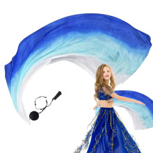 Colorful Silk Poi Veil Handcrafted Dance Streamer, Poi Flags with Detachable Ball