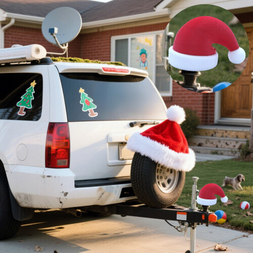 Couverture de capuchon de remorque de voiture de noël, chapeau 1