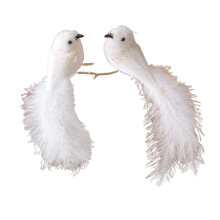 2x elegant luchtig wit vakantievogelornament voor-A