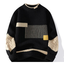 Hudson & Mark- Men's Medium Bold, Eye-Catching & Contrasting Patchwork Knit Crew