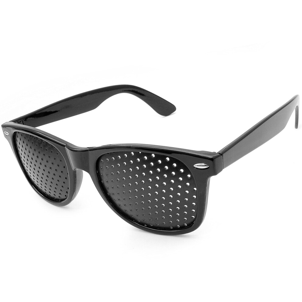 Grid Glasses for Eye Training and Relaxation, Lattice Glasses with Foldable Arms, Form B, Pinhole Glasses, Black, 1 Piece.
