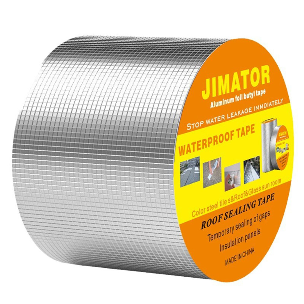 Waterproof Butyl Tape, Strong Selfadhesive Sealing Tape, For Roof Leaks, Cracks, Gaps, Pipe Breaks, Silver Yellow Glue 9365049728089