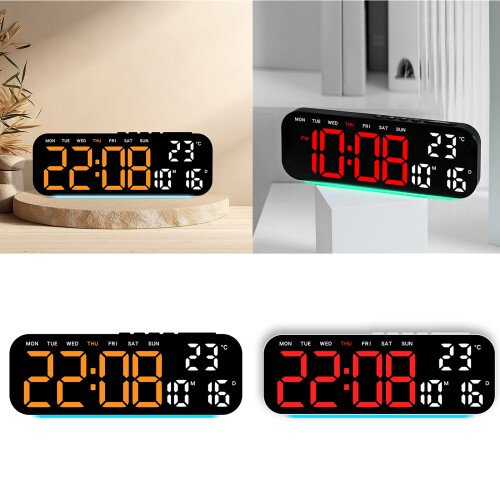 Alarm Clock With Color Changing LED-Black shell red ligh 2