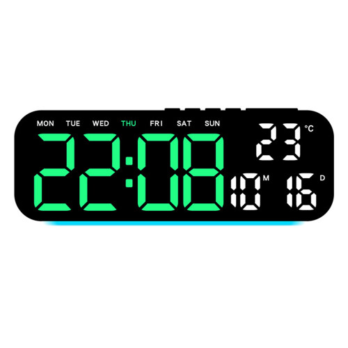 Digital Clock LED Color Changing Light-Black shell green li
