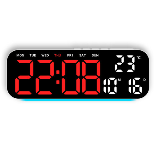 Modern Desk Clock With Lighting-White shell red ligh