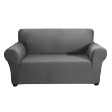 Soft Milk Silk Stretch Sofa Cover-Double seat Dark Grey