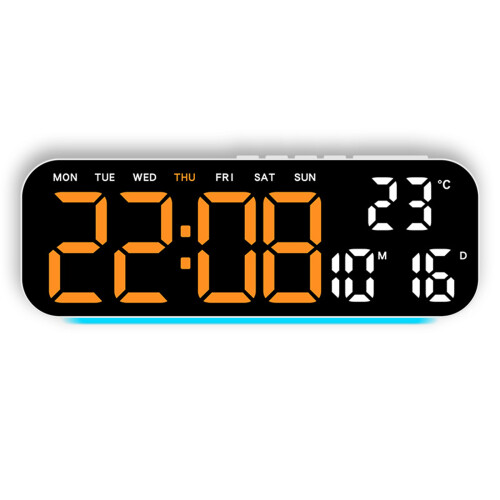 Digital Clock LED Color Changing Light-White shell orange l