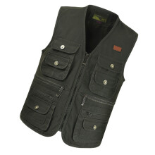 XL Grüne Cargo-Weste mit mehreren Taschen, atmungsaktiver Baumwolle für Outdoor-Aktivitäten