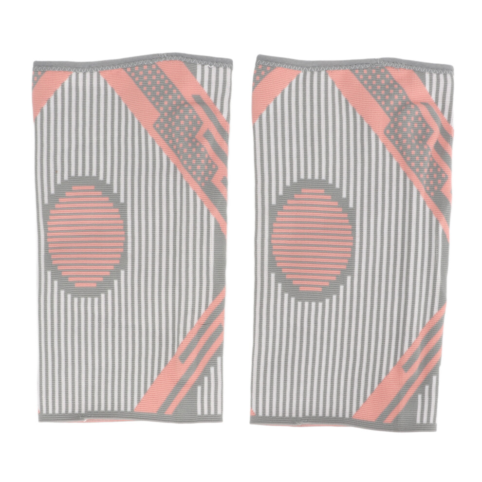 Pink/Gray Nylon Knee Brace Compression Sleeve With Silicone Spring M