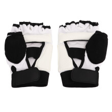 1 Paire de gants de boxe et de taekwondo respirants, à doigts mi-ouverts, M
