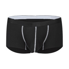 Men's Thin Boxer Briefs Breathable Modal with Pouch Stretch Comfortable Underwear Black S