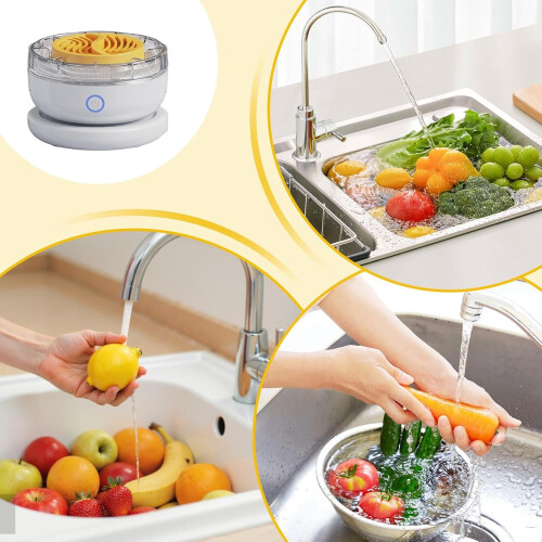 Fruit and Vegetable Cleaning Machine Waterproof Rechargeable Portable Automatic Rotation Cleaning Device Kitchen White 2