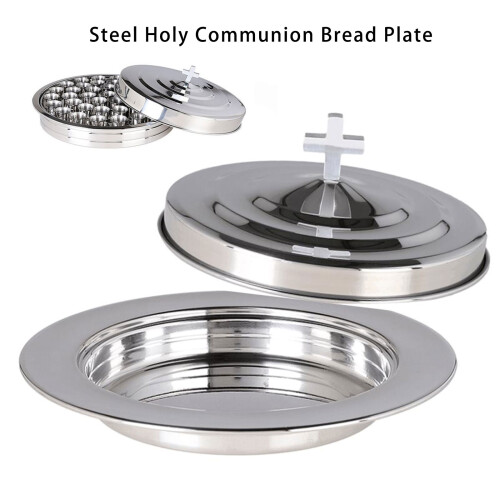 Stackable Stainless Steels Communion Bread Plate With Lid For 1