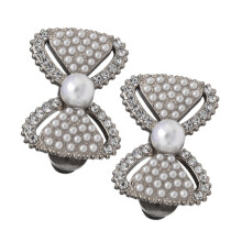 Trousers Waist Tightener Pearls Bows Waist Buckles-silver